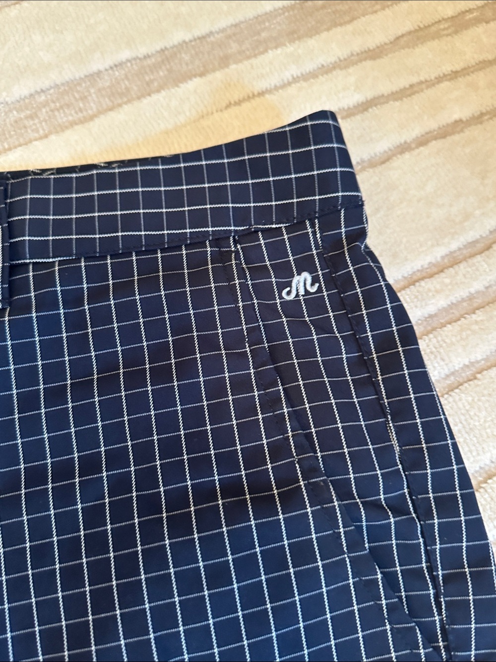 Men's Maide Navy Grid Performance Flat-Front Shorts